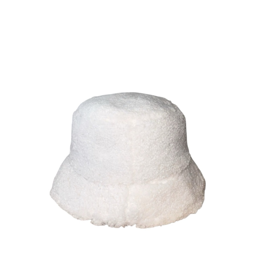 Apparis Amara Vegan White Shearling Bucket Hat One Size